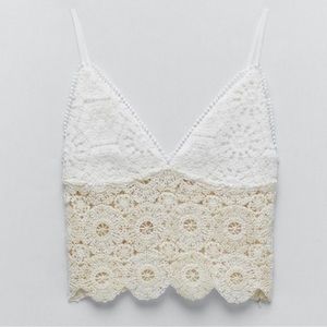 Zara lace white/cream crop top